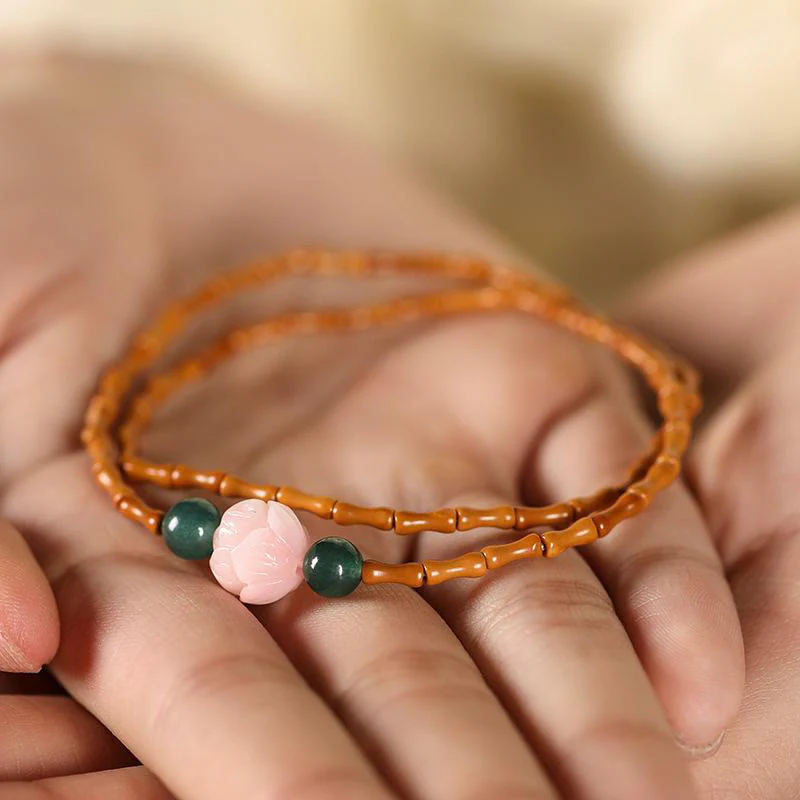 Buddha Stones Ultra-fine Olive Pit Lotus Inner Strength Double Circle Bracelet