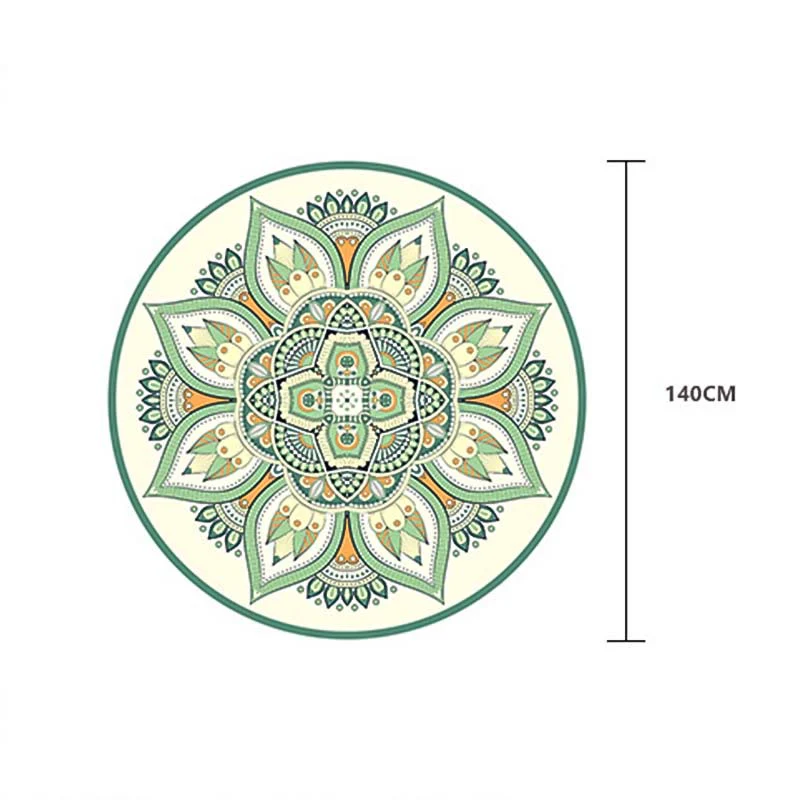 Buddha Stones Tibetan Lotus Mandala Enlightenment Foldable Natural Rubber Yoga Mat Decoration
