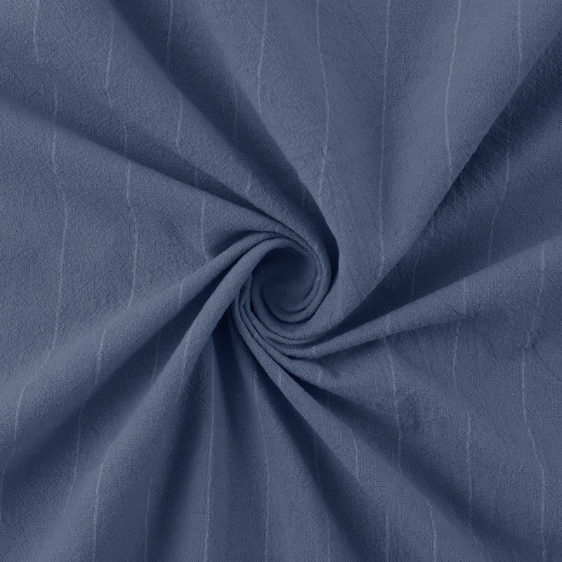 Buddha Stones Solid Long Sleeve Hooded Stripes Drawstring Buttons Linen Men's Shirt