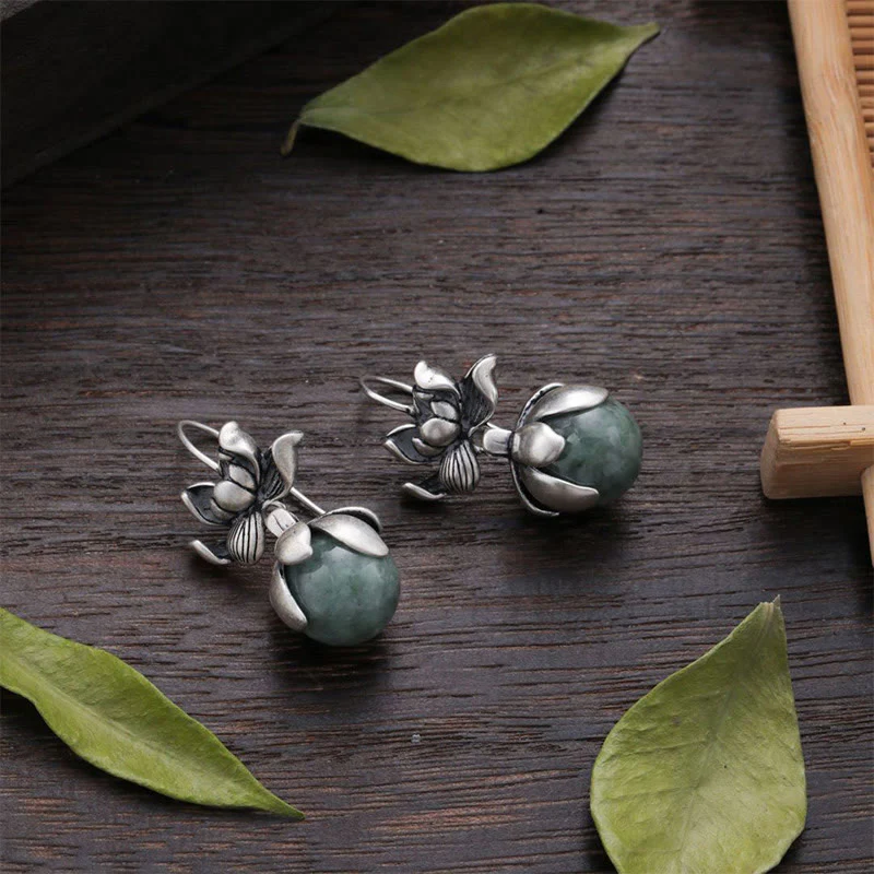 Buddha Stones Lotus Round Bead Copper Enlightenment Earrings