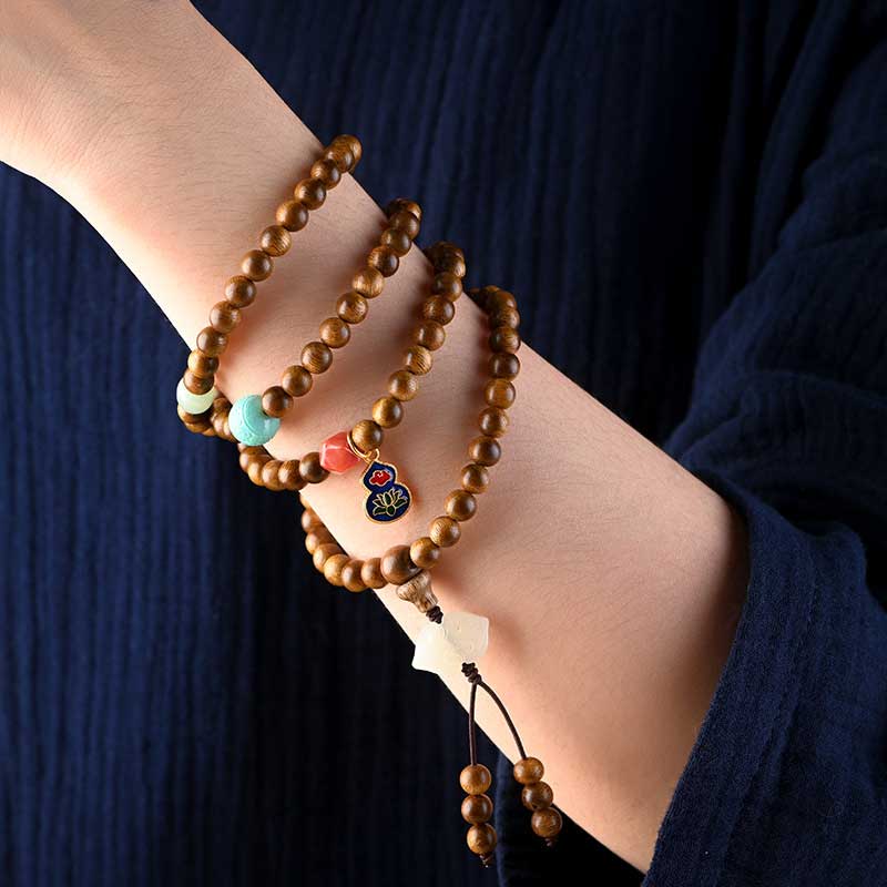 Buddha Stones Tibetan Rosewood Protection Calm Bracelet Mala