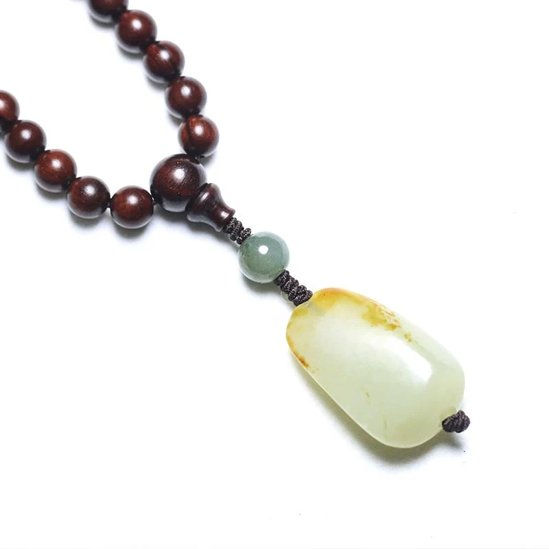 Tibetan Small Leaf Red Sandalwood Jade Mala Meditation Bracelet  (Extra 30% Off | USE CODE: FS30)