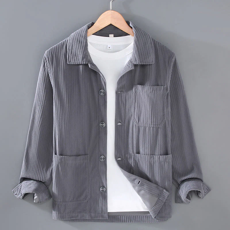 Buddha Stones Fall Vintage Lapel Design Long Sleeve Button Men's Jacket With Pockets