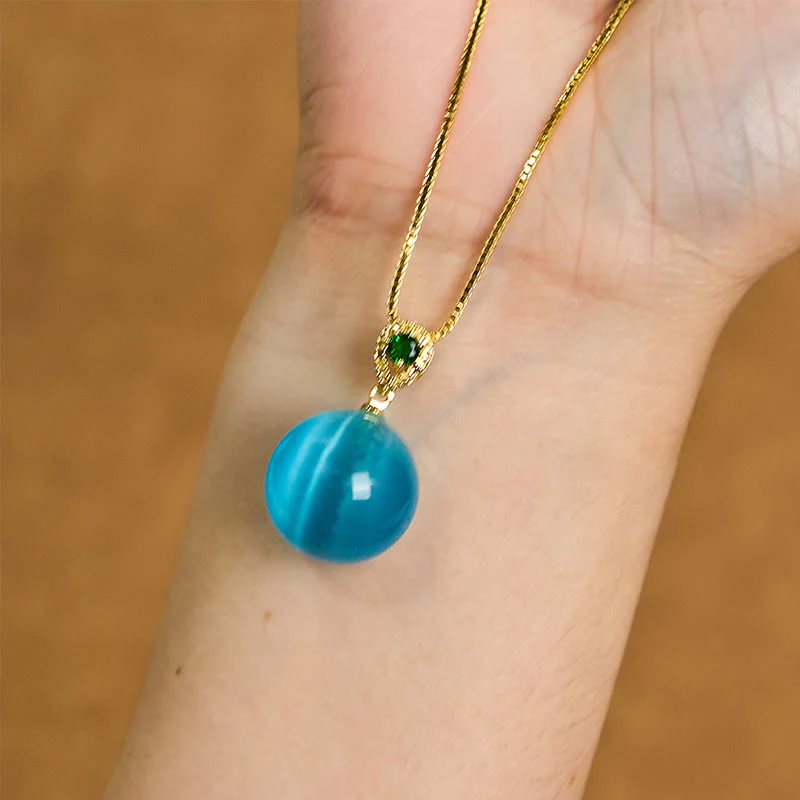 Buddha Stones Cat's Eye Round Ball Confidence Necklace Pendant