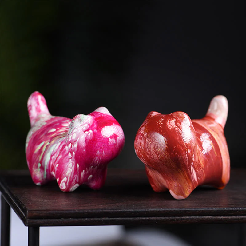 Buddha Stones Mini Lovely Cat Ebony Wood Lacquer Craft Peace Decoration