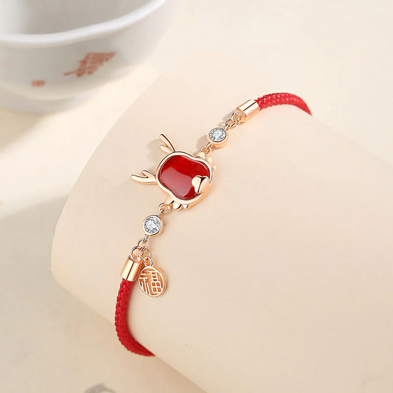 ❗❗❗A Flash Sale- Buddha Stones 925 Sterling Silver Year of the Dragon Natural Red Agate Dragon Attract Fortune Fu Character Strength Bracelet Necklace Pendant Earrings
