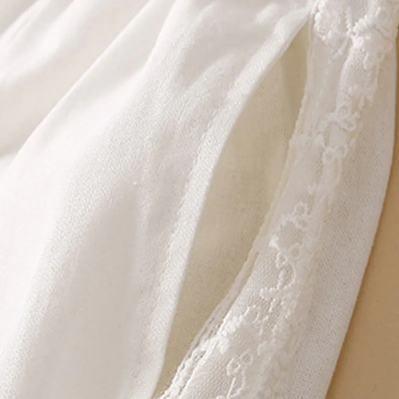 Buddha Stones Plain Lace Women's Harem Cotton Linen Pants With Pockets