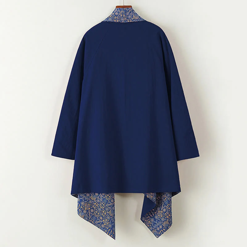 Buddha Stones Fall Men's Cotton Mid-length Coat Double-sided Jacket