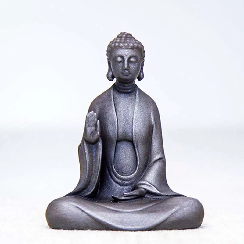 Buddha Stones Handmade Meditation Sakyamuni Buddha Iron Powder Rust Cast Resin Statue Decoration