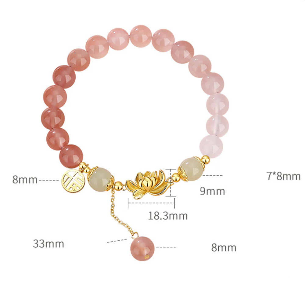 Buddha Stones 925 Sterling Silver Natural Gradient Agate Hetian Jade Lotus Fu Character Enlightenment Bracelet