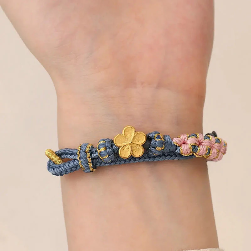 Buddha Stones Peach Blossom Design Wealth String Bracelet