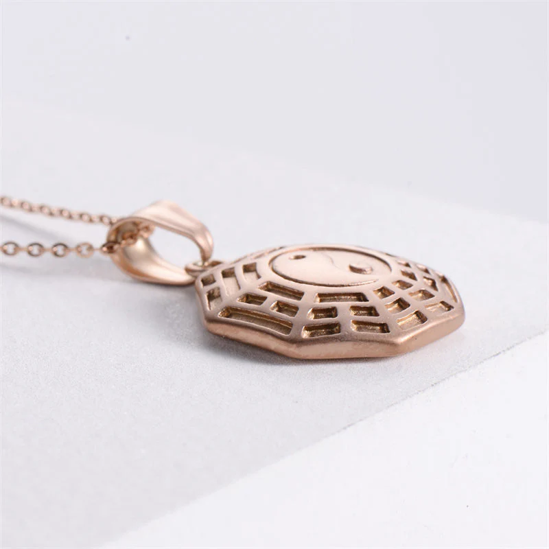 Buddha Stones Bagua Yin Yang Titanium Steel Balance Necklace Chain Pendant
