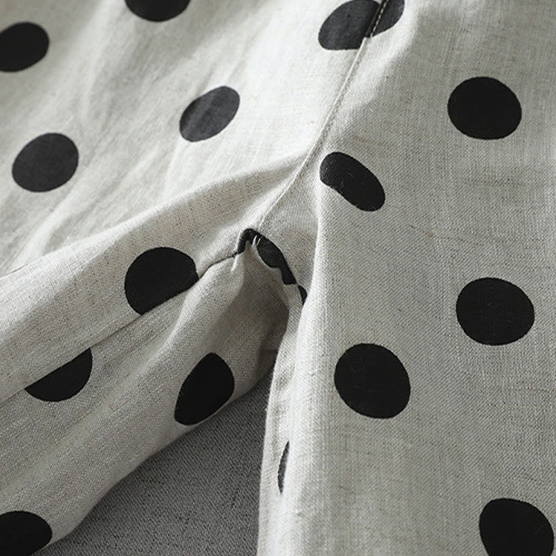 Buddha Stones Polka Dot Floral Pattern Pattern Women's Cotton Linen Harem Pants With Pockets