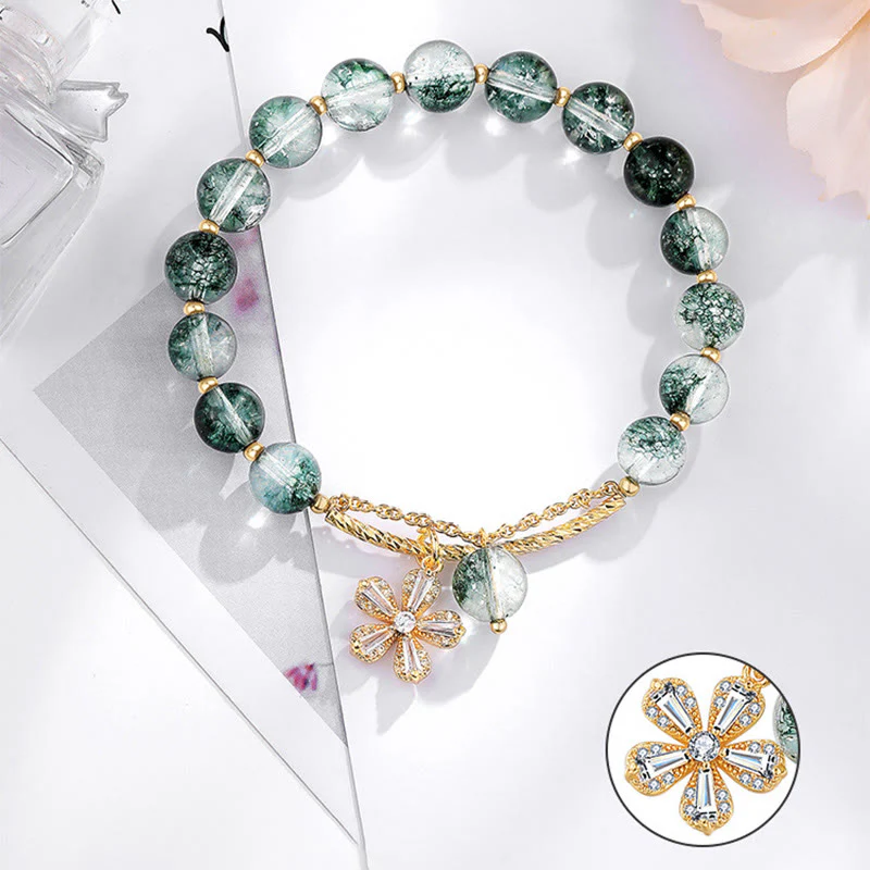 Buddha Stones Green Phantom Crystal Confidence Charm Bracelet
