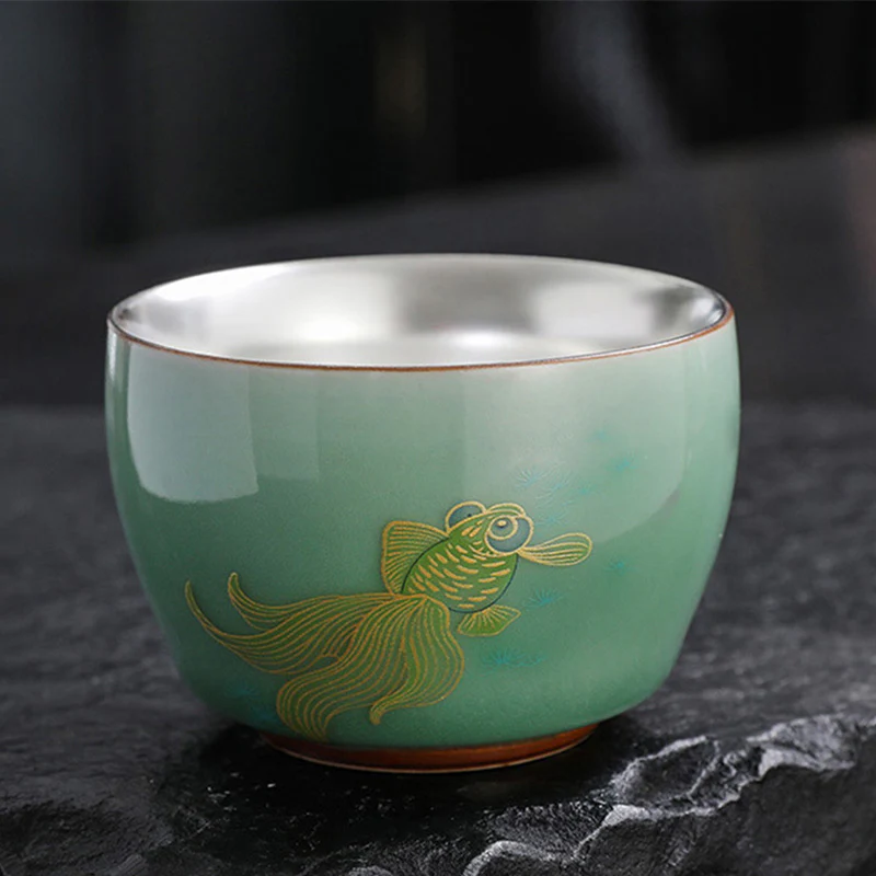 Buddha Stones Butterfly Goldfish Lotus Koi Fish Ceramic Teacup Kung Fu Tea Cup 120ml