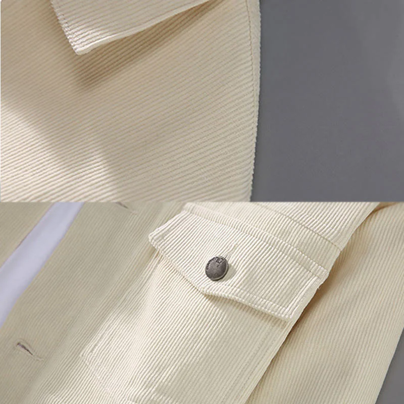 Buddha Stones Plain Long Sleeve Button Design Men's Cotton Jacket Shirt With Pockets