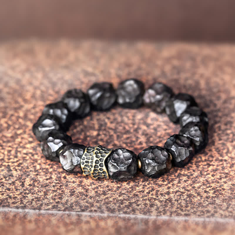 Buddha Stones Ebony Wood Copper Peace Balance Couple Bracelet