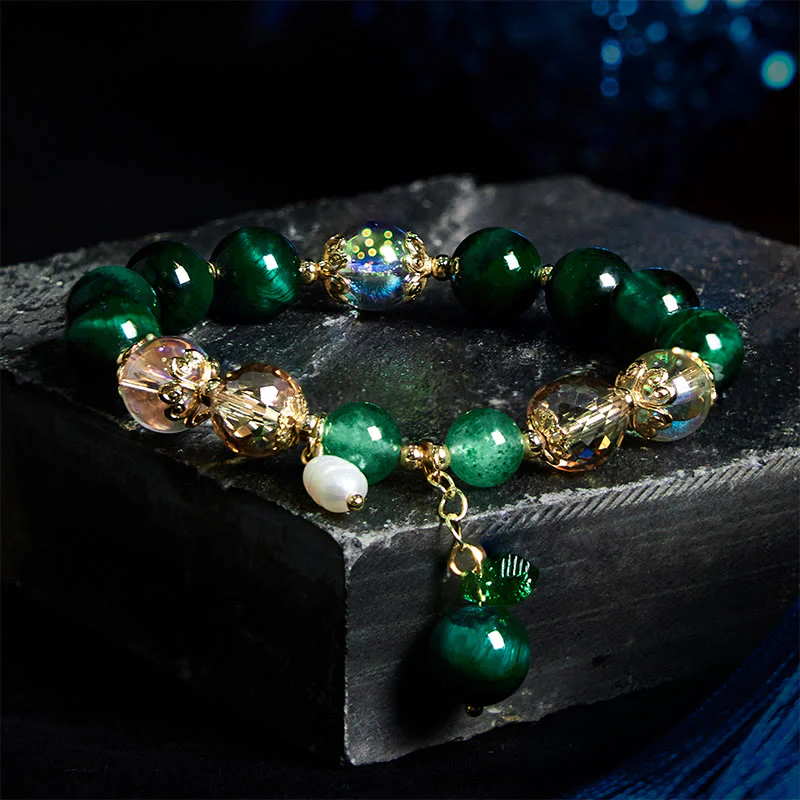 Buddha Stones Natural Red Tiger Eye Green Tiger Eye Beads Weight Balance Bracelet