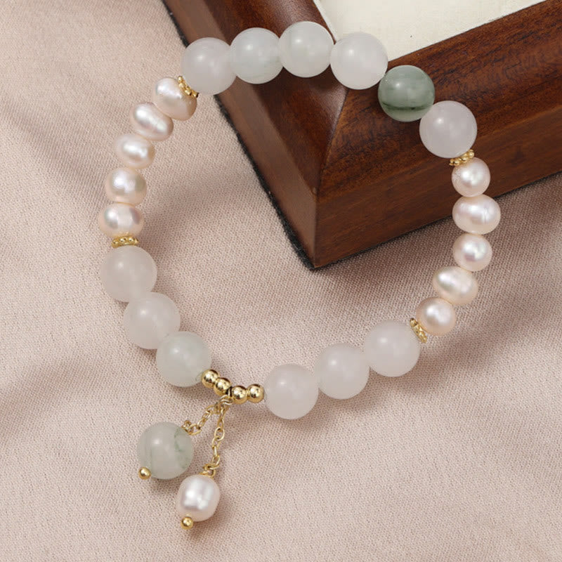 Buddha Stones Tianshan Jade Pearl Abundance Bracelet