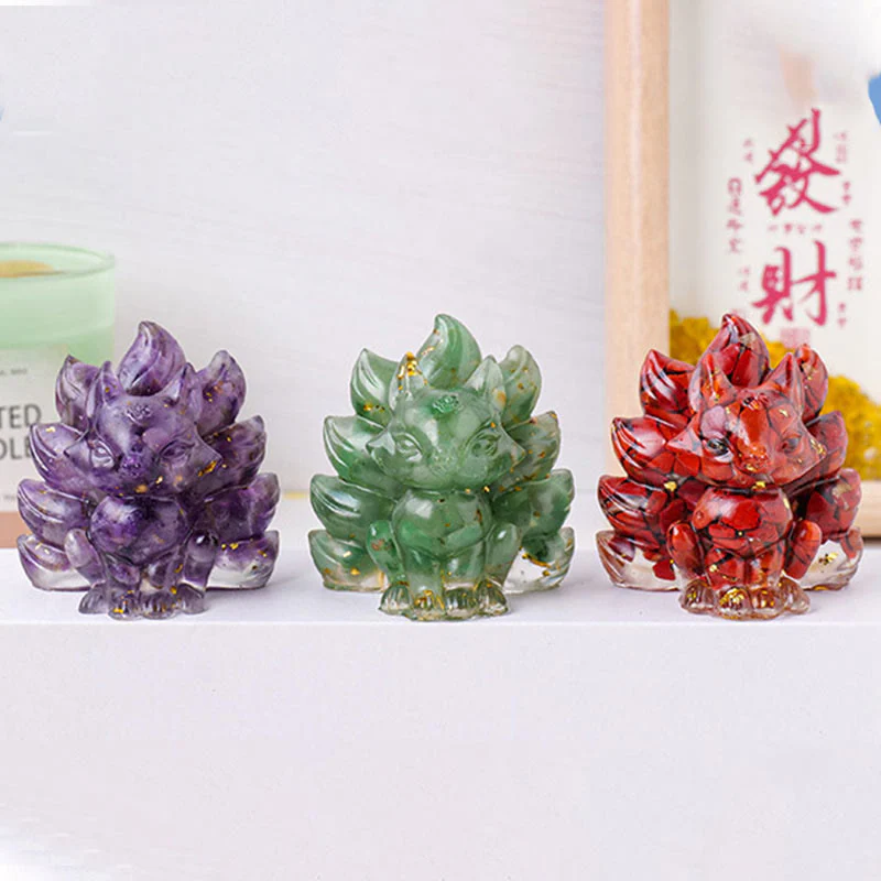 Buddha Stones Small Various Stone Strawberry Quartz Amethyst Green Aventurine Nine Tailed Fox Healing Home Decoration
