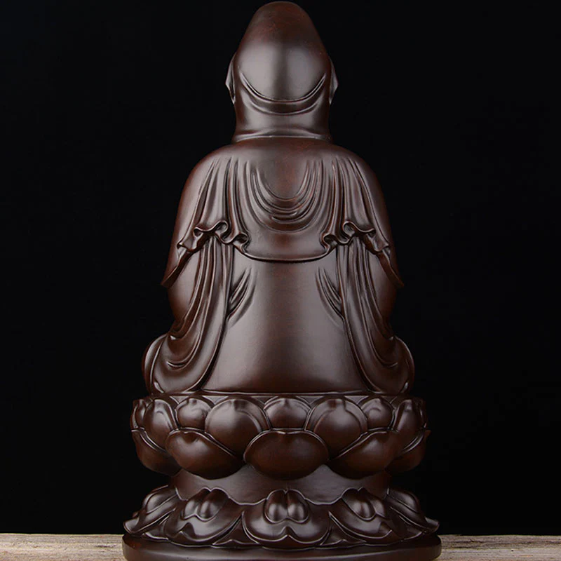 Buddha Stones Avalokitesvara Ebony Lotus Harmony Blessing Home Decoration