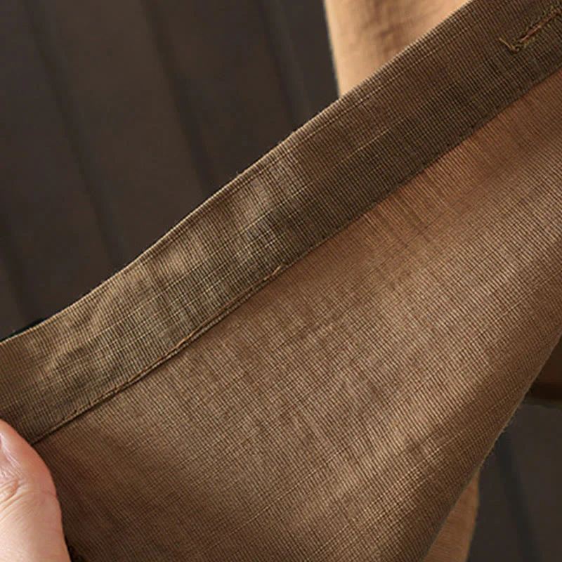 Buddha Stones Plain Buttons Women's Cotton Coat With Pockets