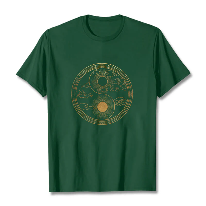 Buddha Stones Yin Yang Sun Auspicious Clouds Tee T-shirt