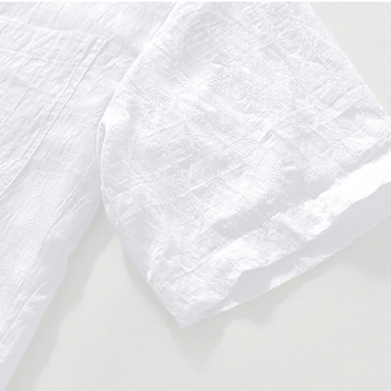 Buddha Stones Summer Short Sleeve Buttons Men's Shirt With Two Pockets