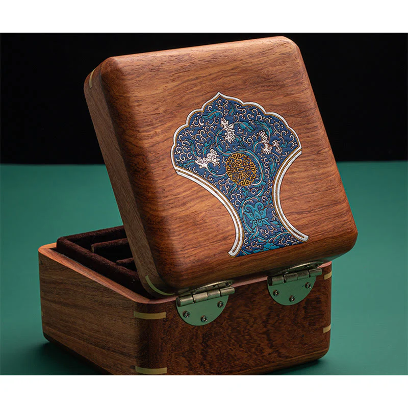 Buddha Stones Antique Flower Leaf Handmade Rosewood Jewelry Storage Box Wooden Gift Organizer Box