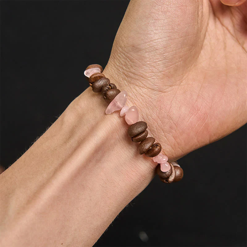 Buddha Stones Handmade Natural Coffee Beans Amethyst Citrine Amazonite Irregular Crystal Bracelet