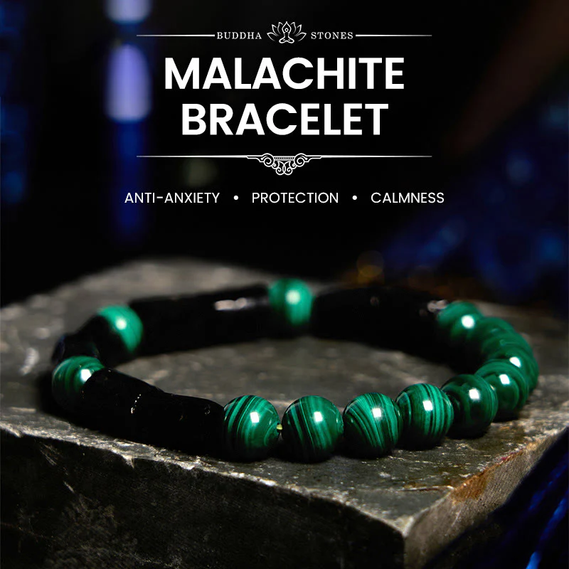 Buddha Stones Malachite Black Tourmaline Purity Bracelet
