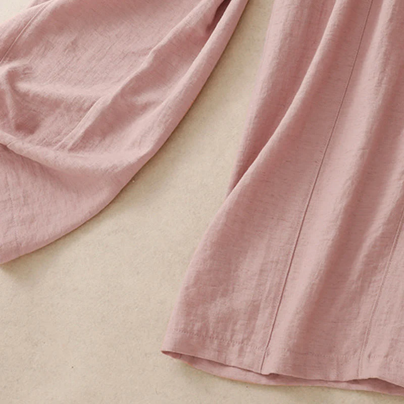 Buddha Stones Summer Drawstring Design Women's Wide Leg Pants With Pockets