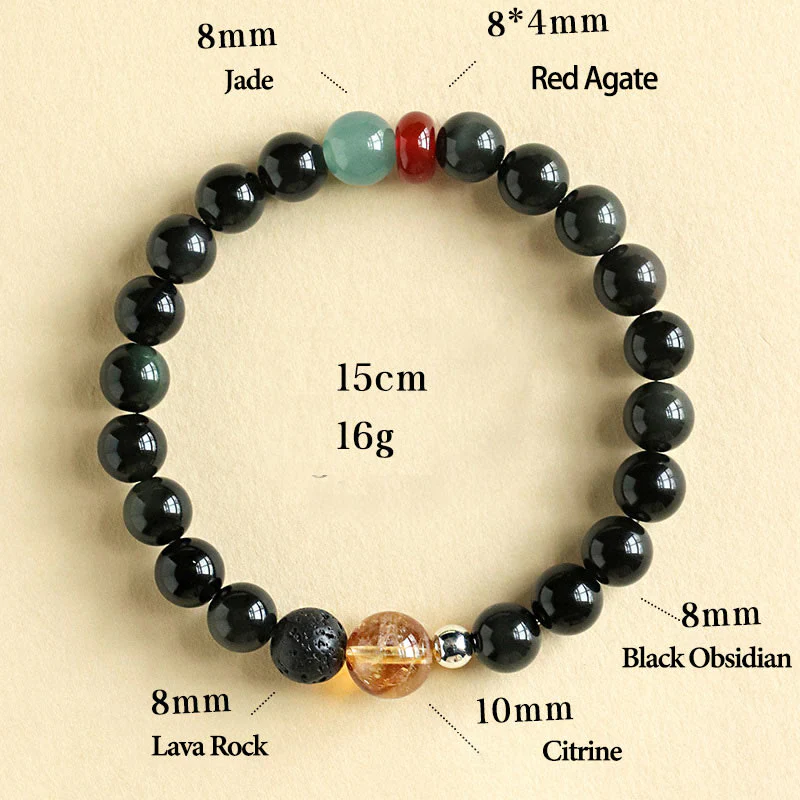 Buddha Stones Natural Black Obsidian Beads Strength Fulfillment Bracelet