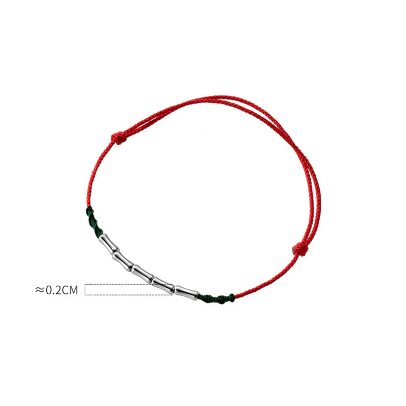 Buddha Stones 925 Sterling Silver Bamboo Design Luck Braided Ultra-Thin Rope Bracelet