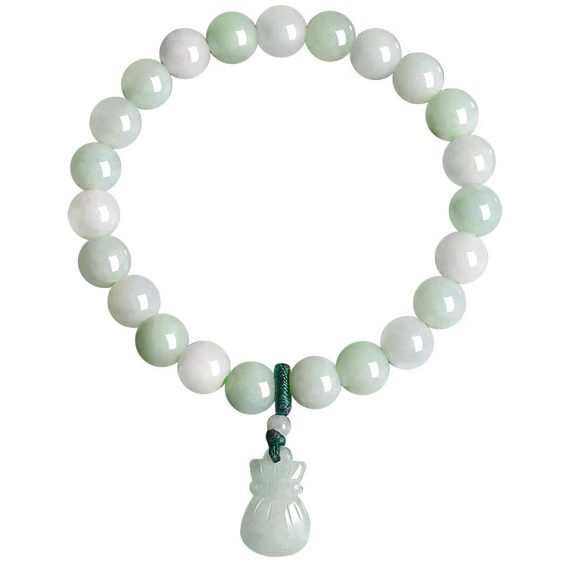 Buddha Stones Natural Jade Money Bag Charm Luck Bracelet