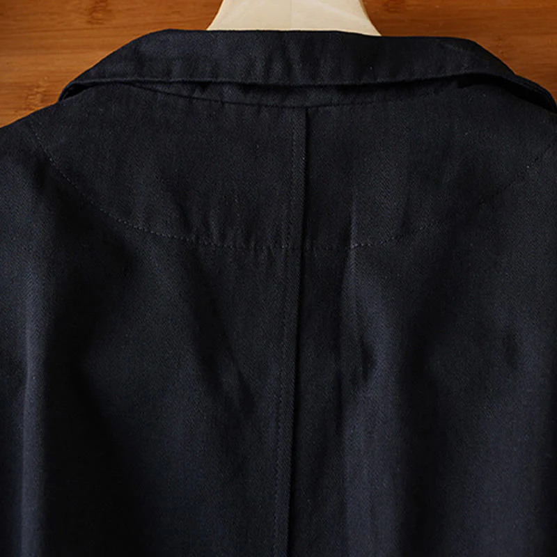 Buddha Stones Plain Button Women's Cotton Suit Jacket With Pockets