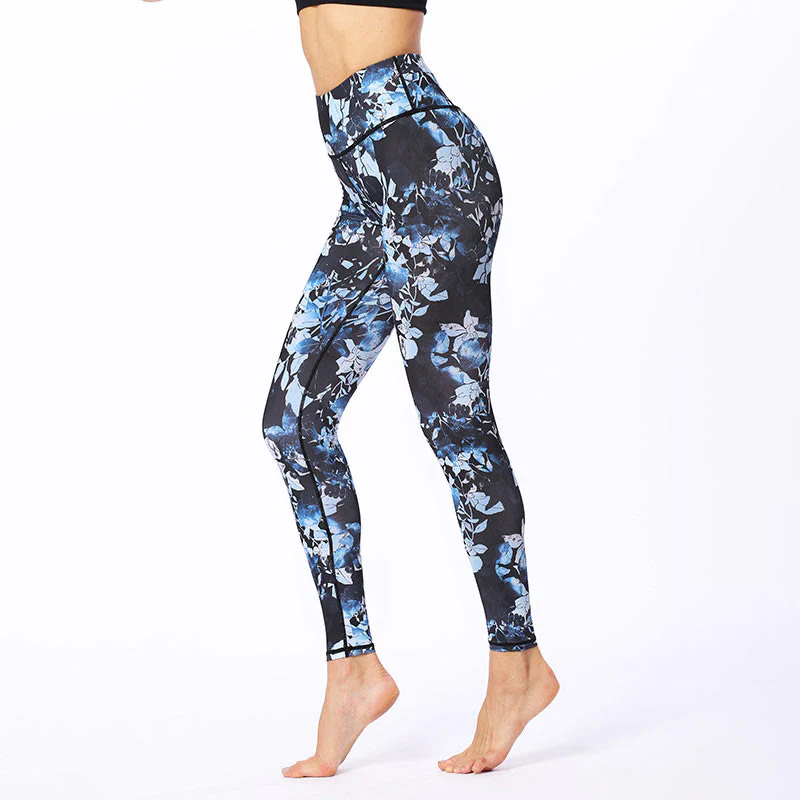 Buddha Stones Simple Leaves Print Sports Fitness Leggings Women's Yoga Pants
