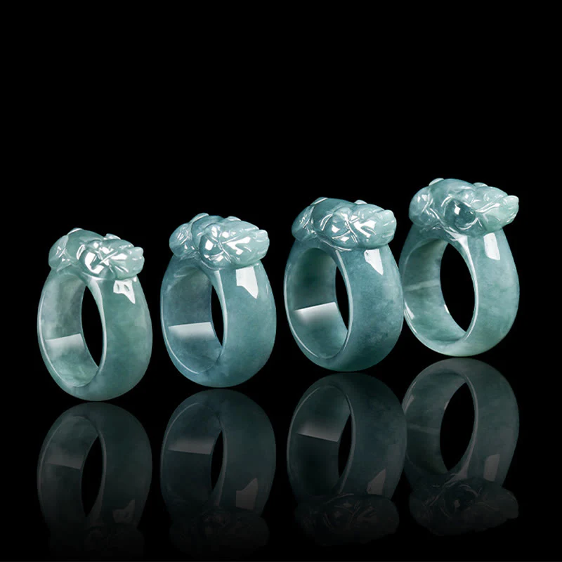 Buddha Stones Fengshui Wealth Prosperity Jade PiXiu Luck Ring