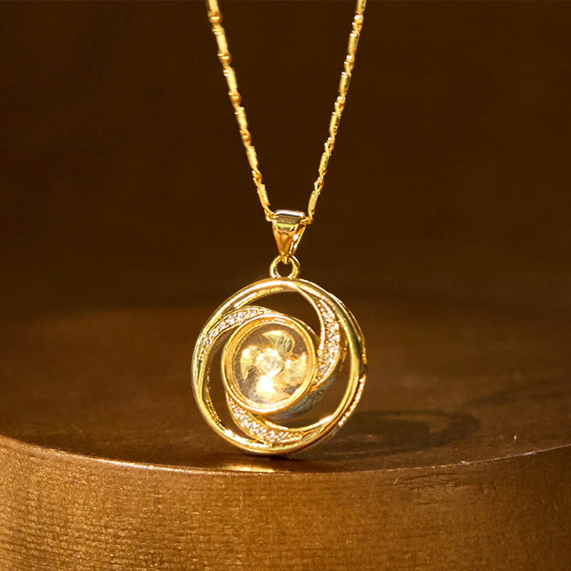 Buddha Stones Gold plated Copper Brass Rotatable Windmill Luck Necklace Pendant