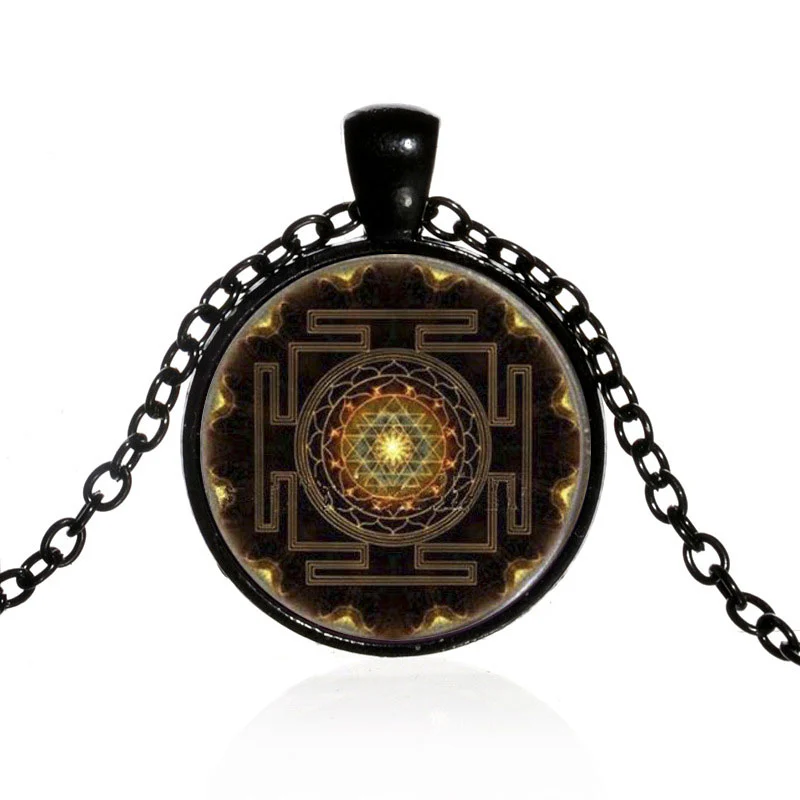 Buddha Stones Sacred Sri Yantra Time Gemstone Necklace