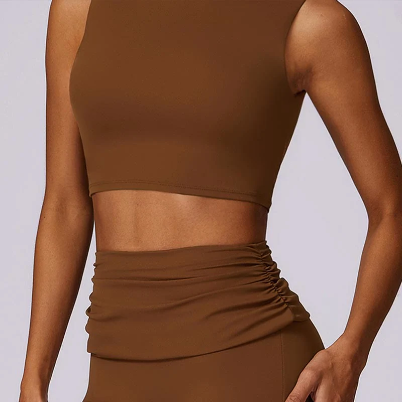 Buddha Stones Sleeveless Backless Strap Tank Top Bra Flared Pants Sports Fitness Yoga