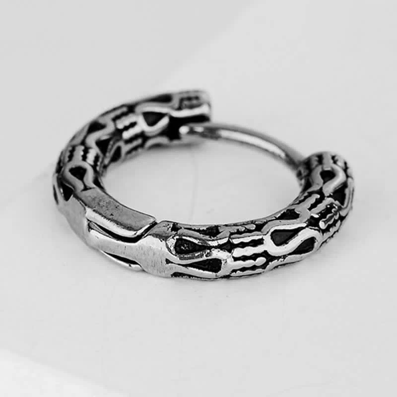 Buddha Stones Retro Pattern Titanium Steel Balance Earrings