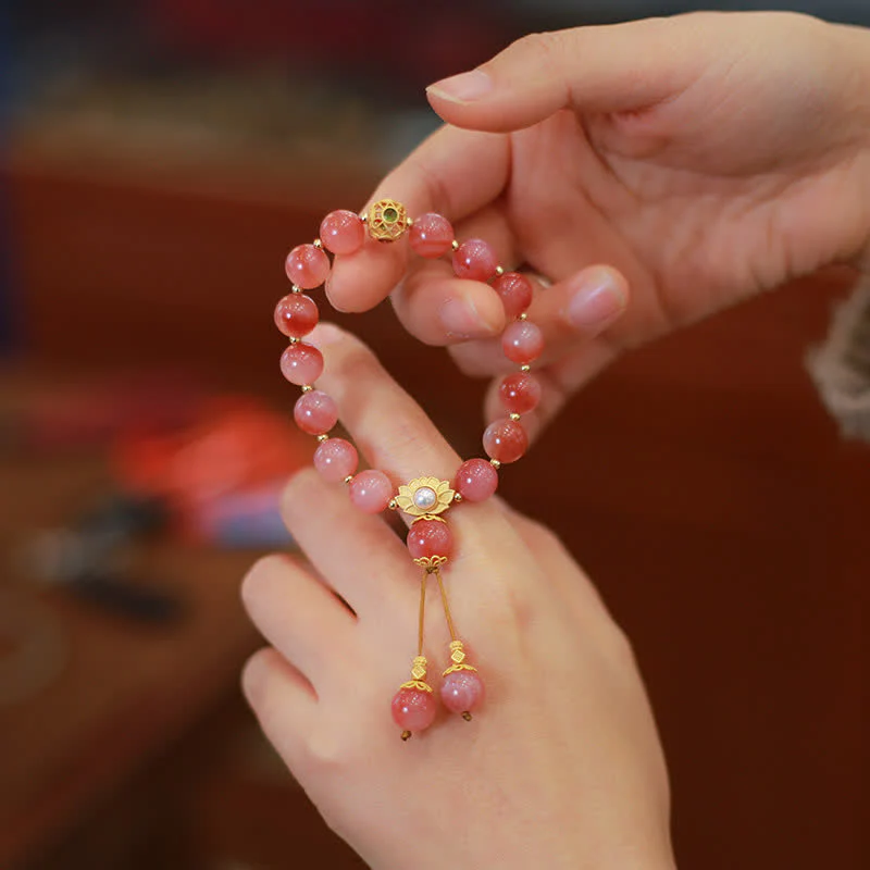 Buddha Stones 925 Sterling Silver Yanyuan Agate Lotus Flower Enlightenment Bracelet