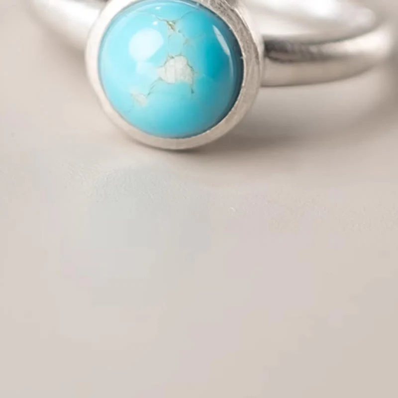 Buddha Stones Natural 925 Sterling Silver Lazurite Turquoise Adjustable Balance Ring