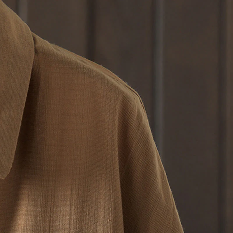 Buddha Stones Plain Buttons Women's Cotton Coat With Pockets