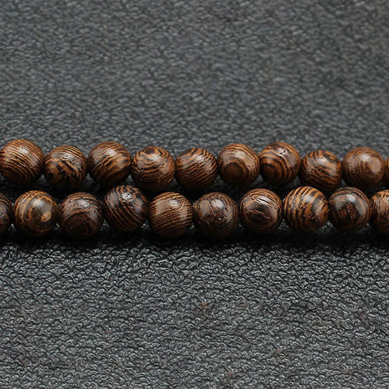 Buddha Stones Wenge Wood Turquoise Stone Protection Calm Necklace Pendant