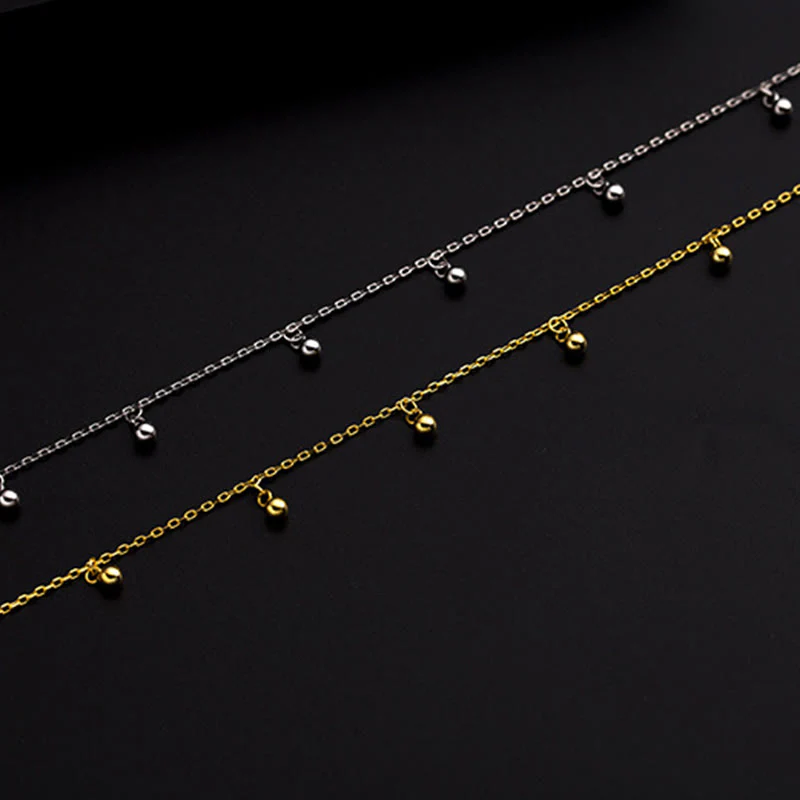 Buddha Stones 925 Sterling Silver Small Beads Charm Blessing Anklet