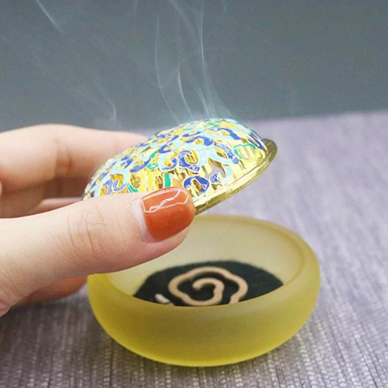 Buddha Stones Lotus Liuli Crystal Healing Meditation Incense Burner