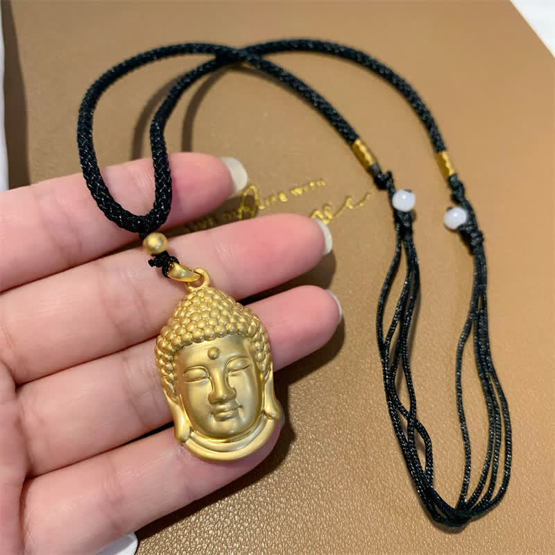 Buddha Stones Gold Buddha Copper Wealth Necklace Pendant