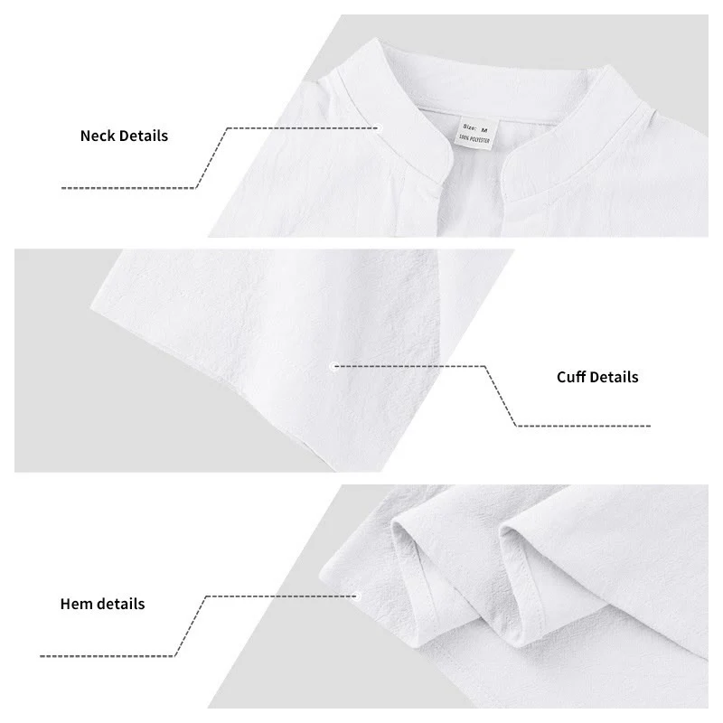 Buddha Stones Solid Summer Short Sleeve Half Buttons Linen Men's Shirt